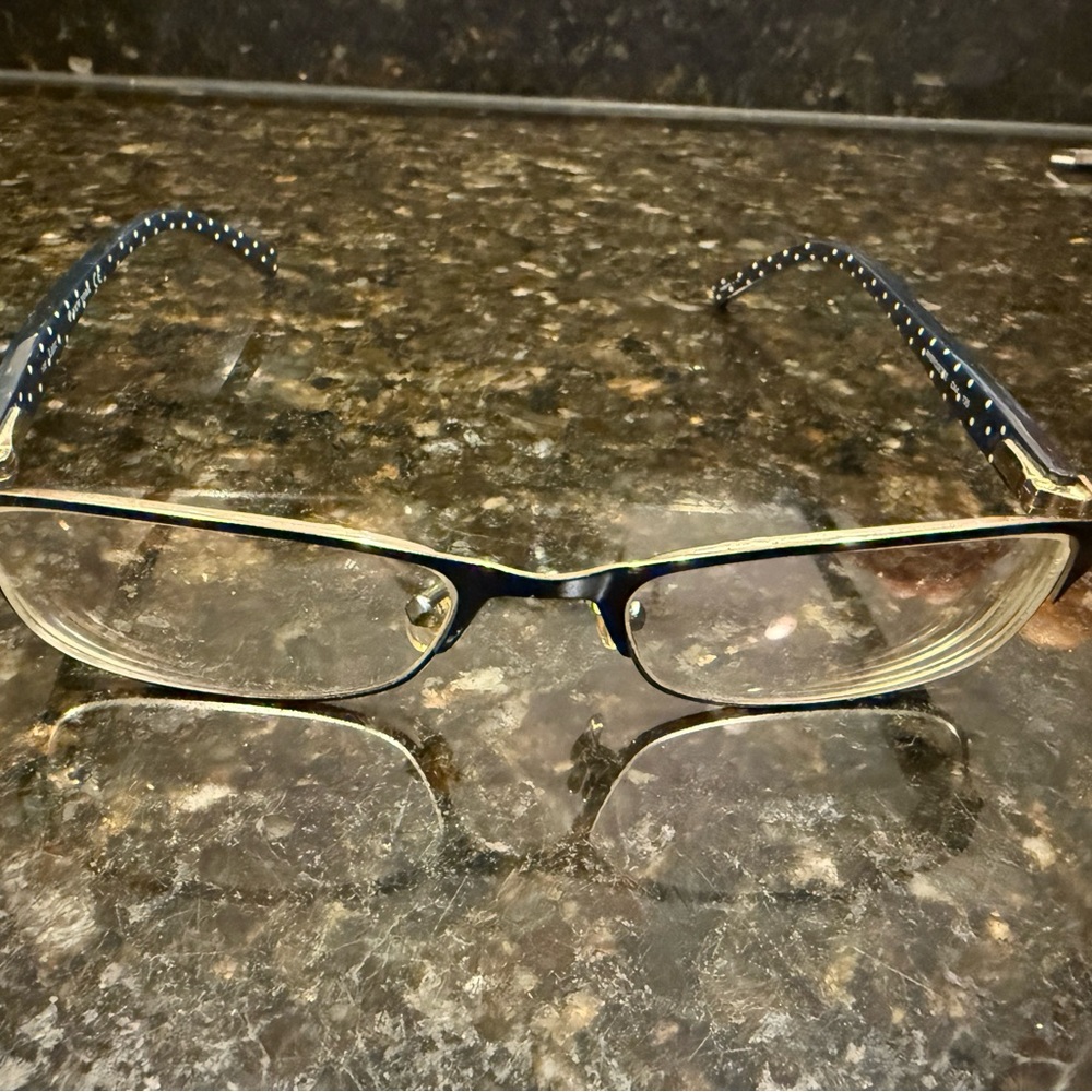 Kate Spade navy white polka dot glasses